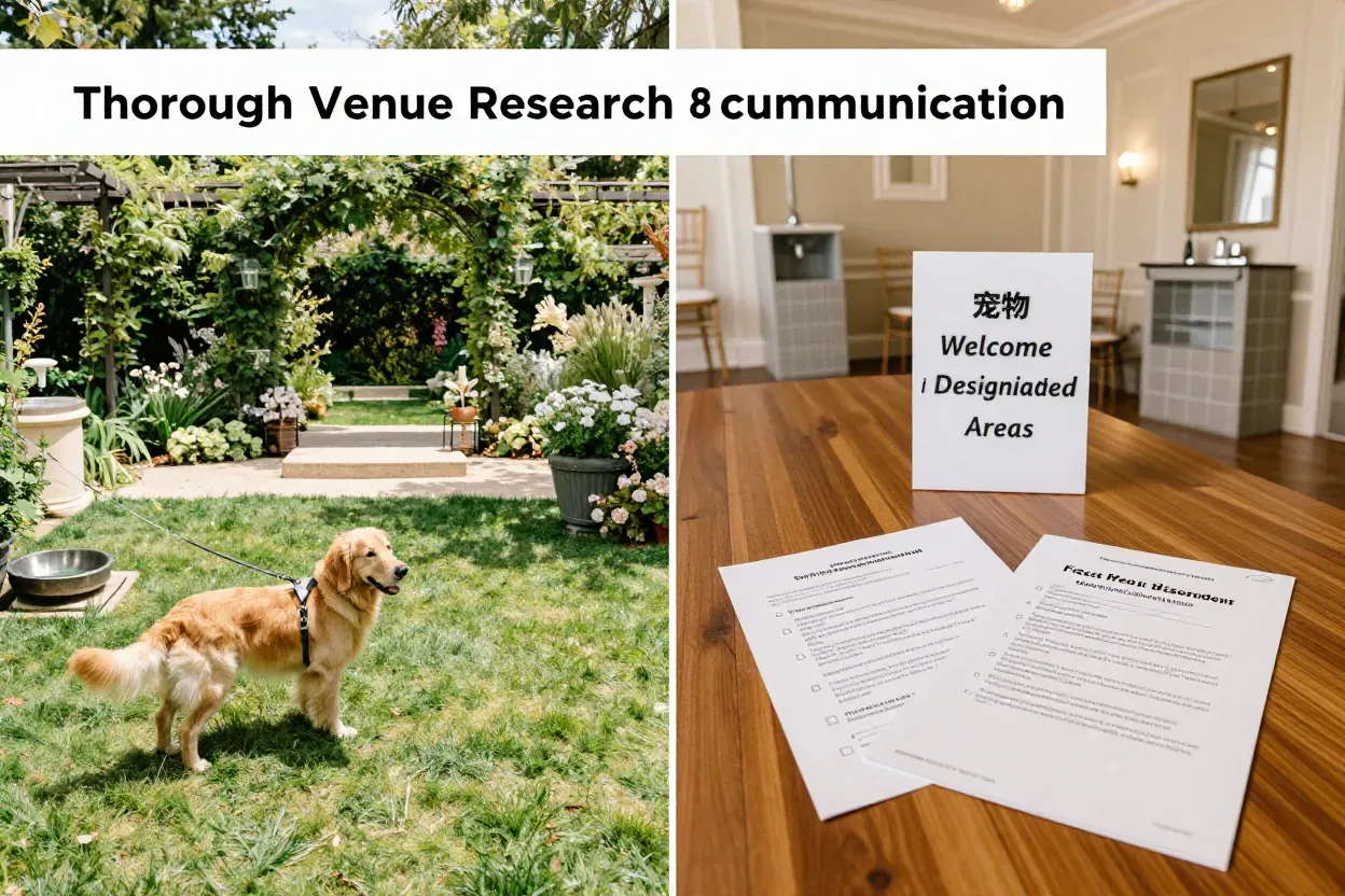 Thorough venue research for pet friendly wedding settings and documentation