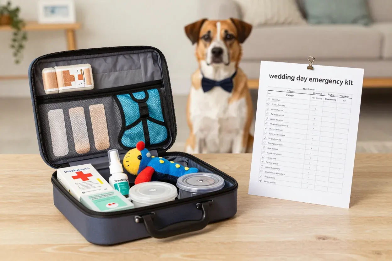Pet wedding emergency kit and training schedule for preparation