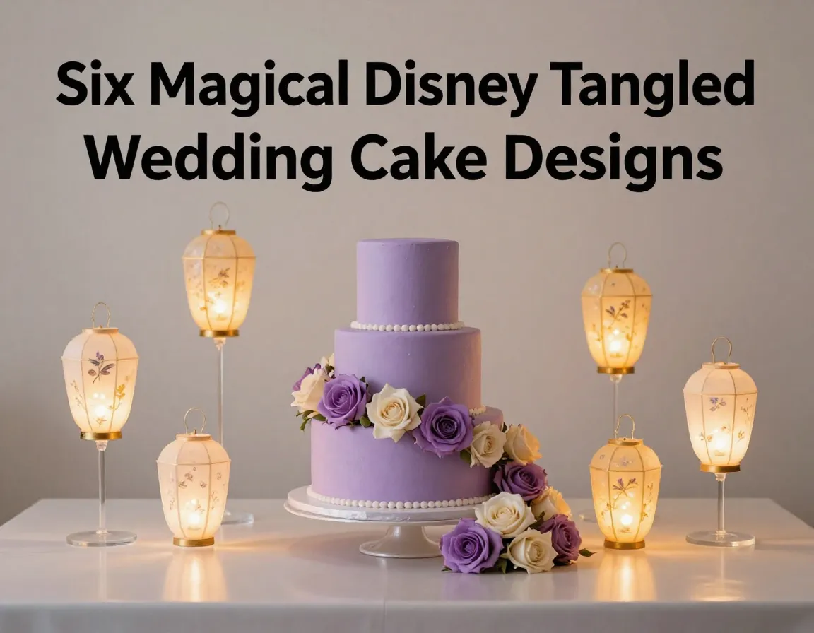Six magical disney tangled lantern wedding cake table display