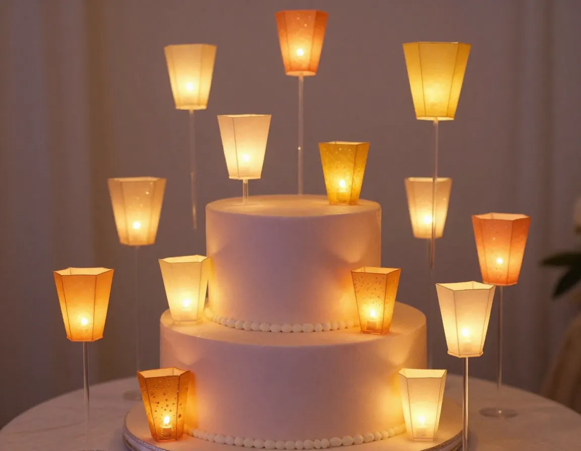Floating lanterns dream cake with edible glowing sugar lanterns