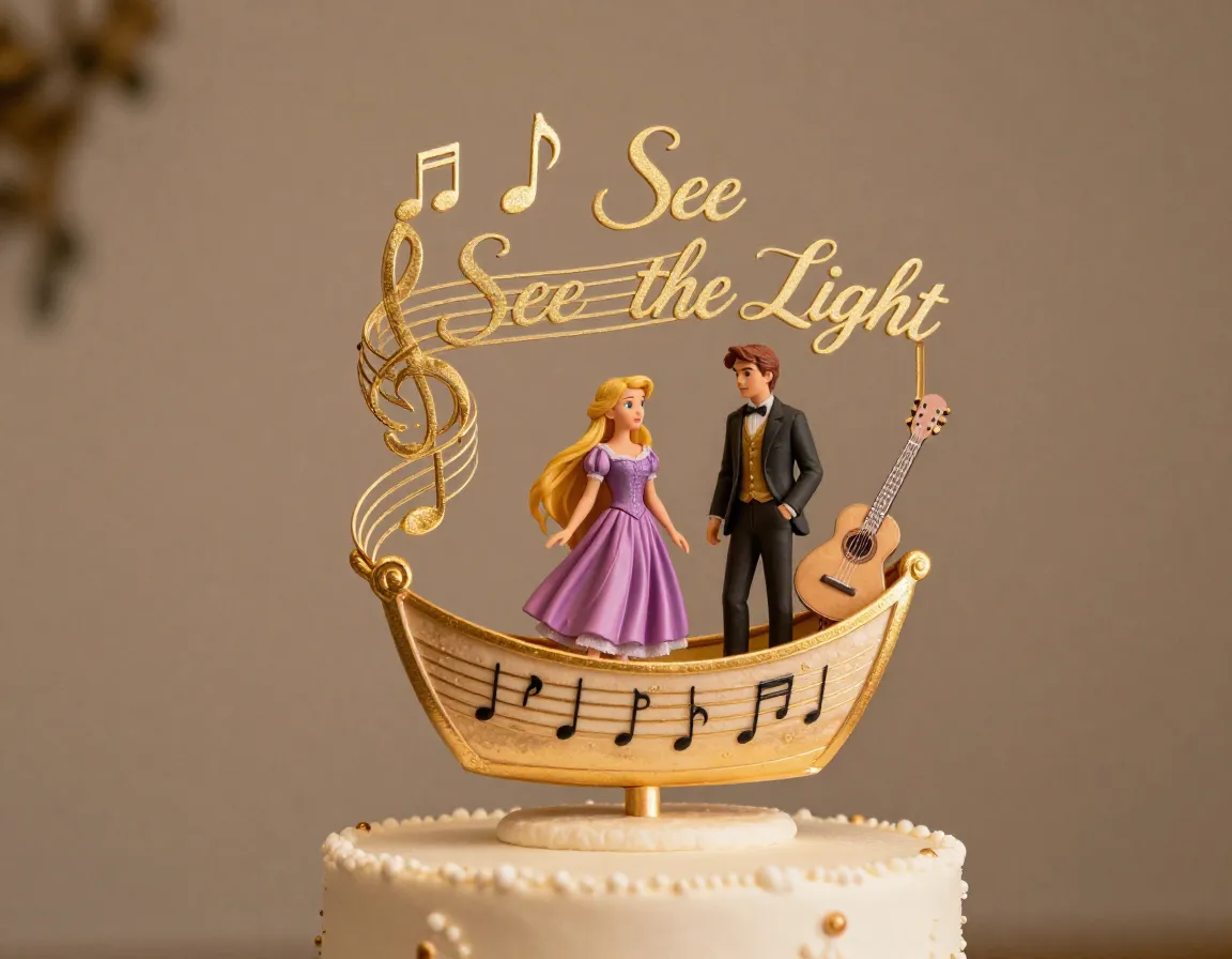 Figurines with floating musical notes staff guitar