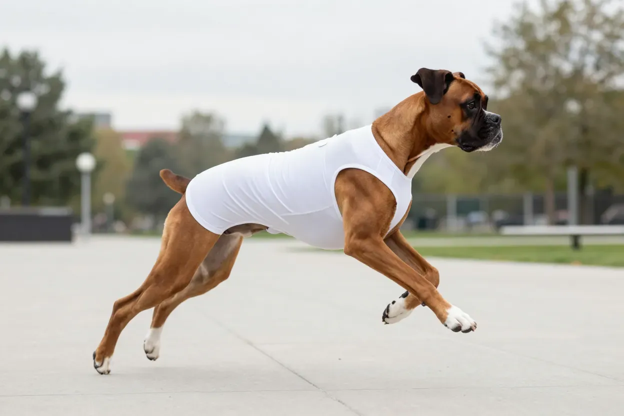 Modern minimalist dress boxer action shot