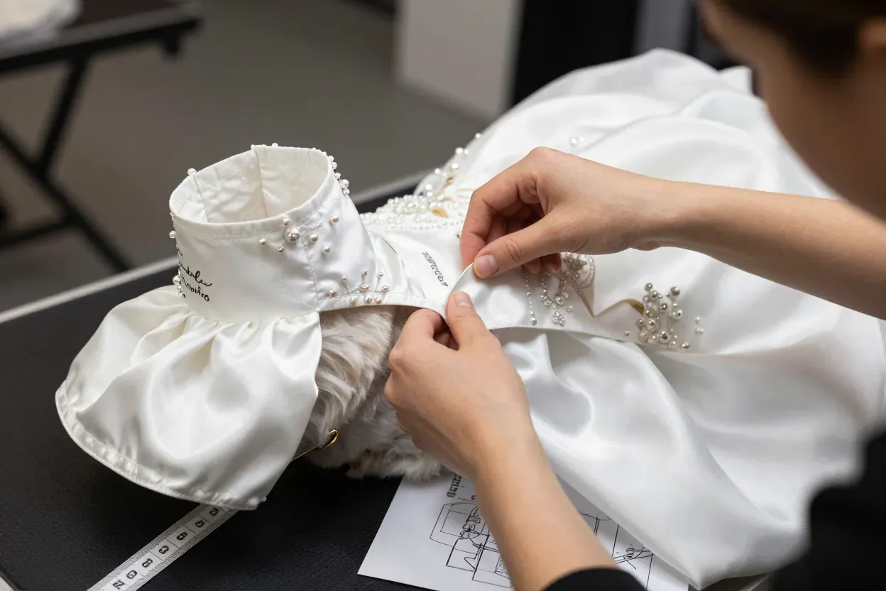 Custom couture creation mixed breed professional fitting