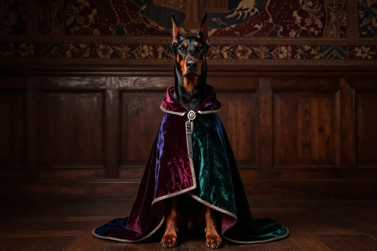 Regal velvet cape collar set dog formal portrait