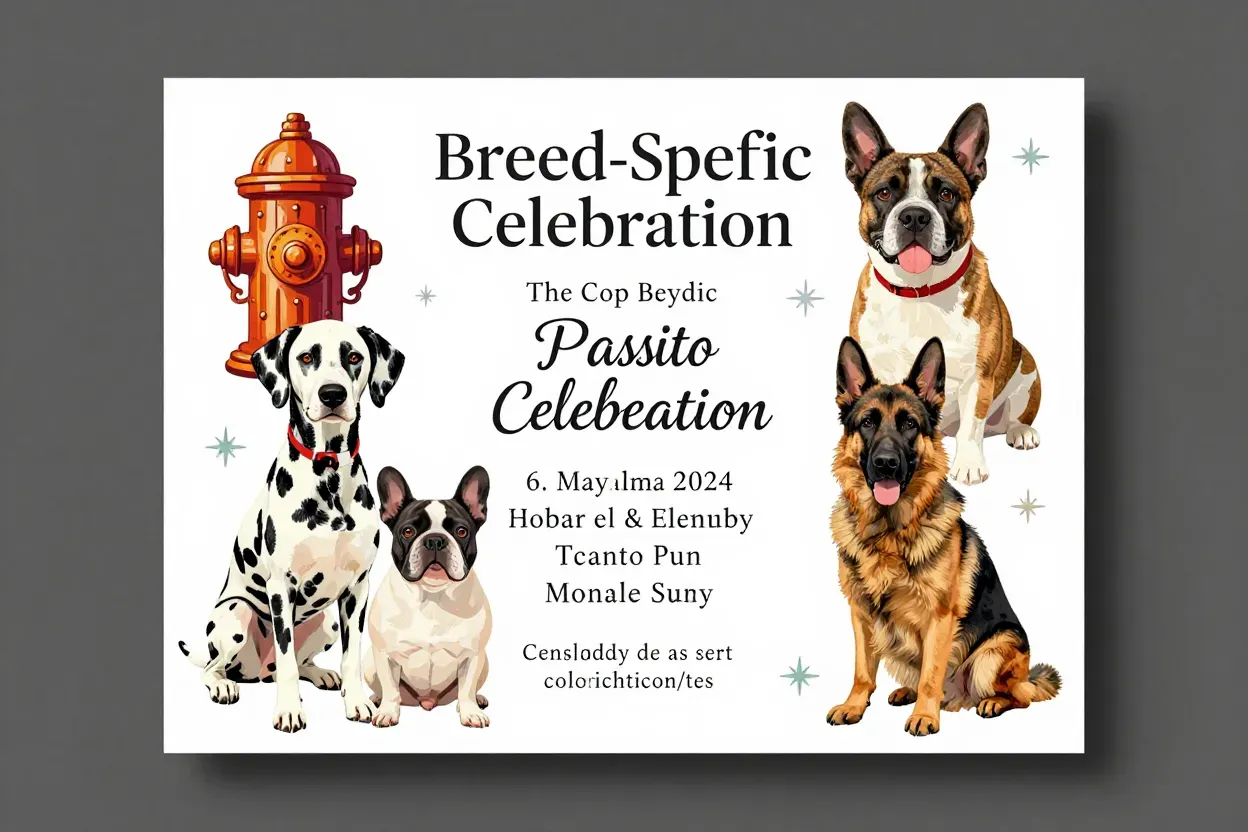 Breed specific invitation for dalmatian with fire hydrant motif design