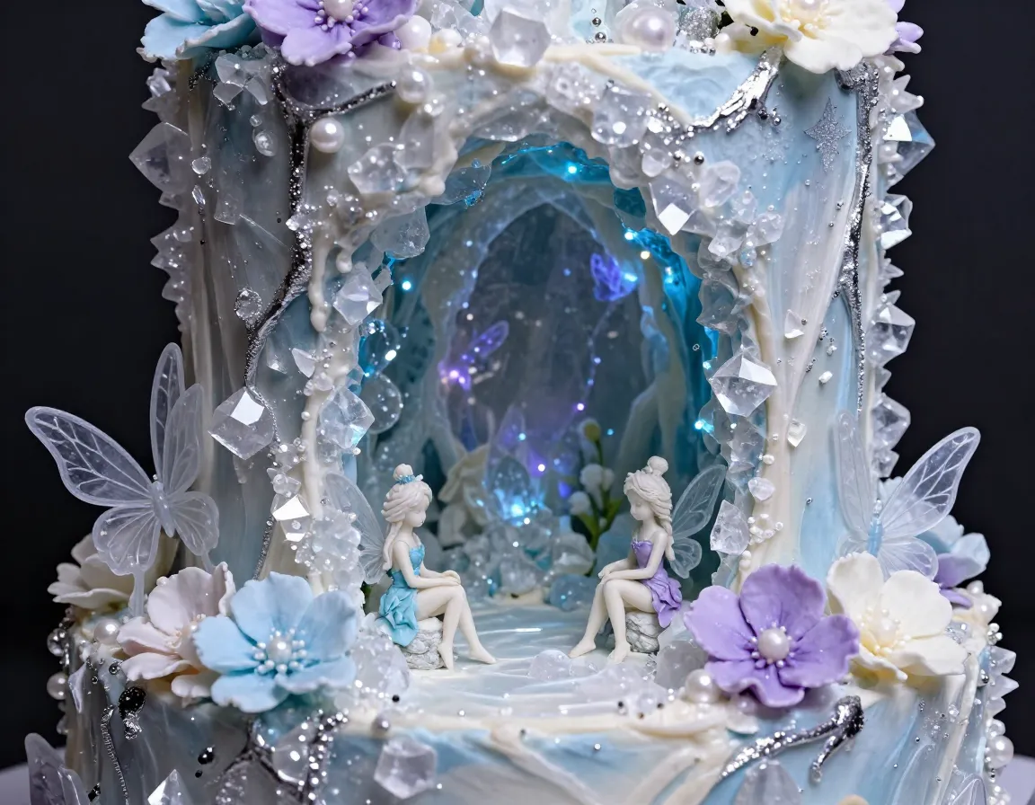 Crystal fairy grotto isomalt caves led backlighting