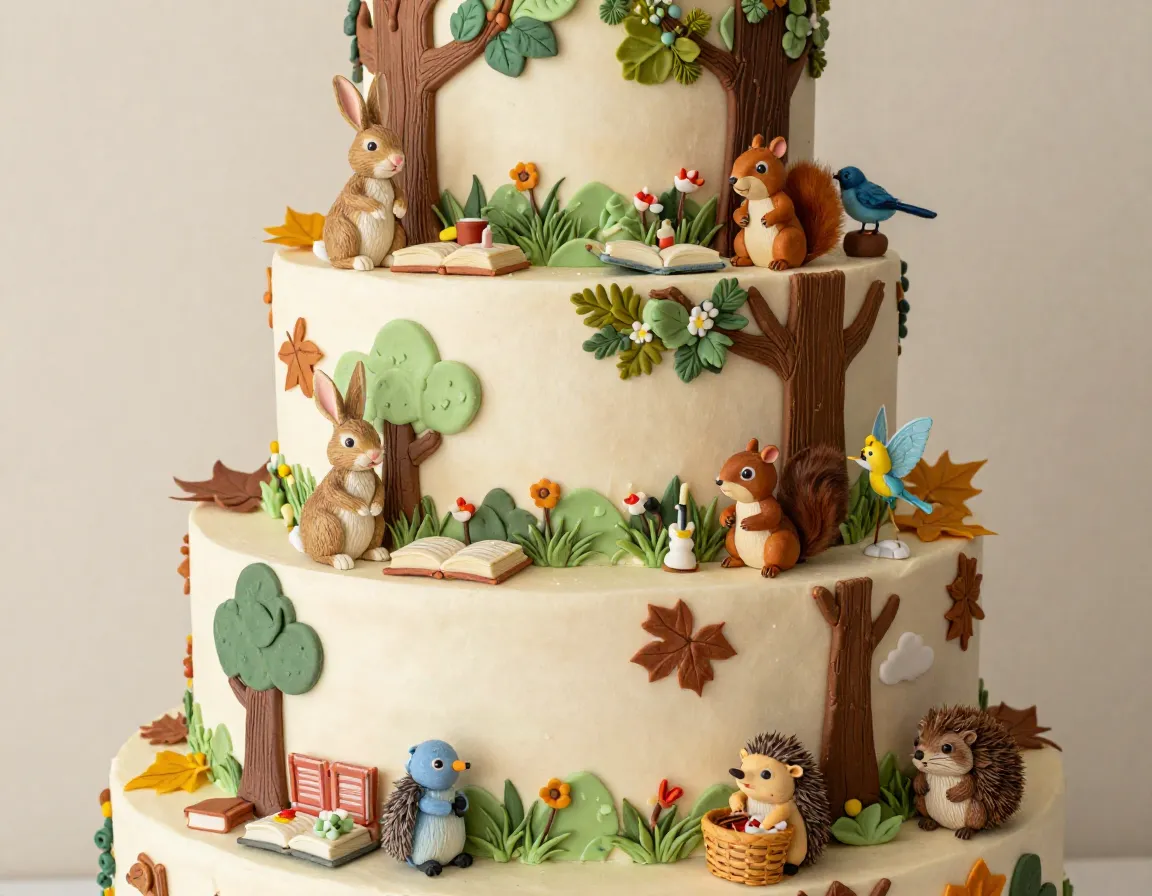 Woodland creature celebration fondant animals interactive scenes