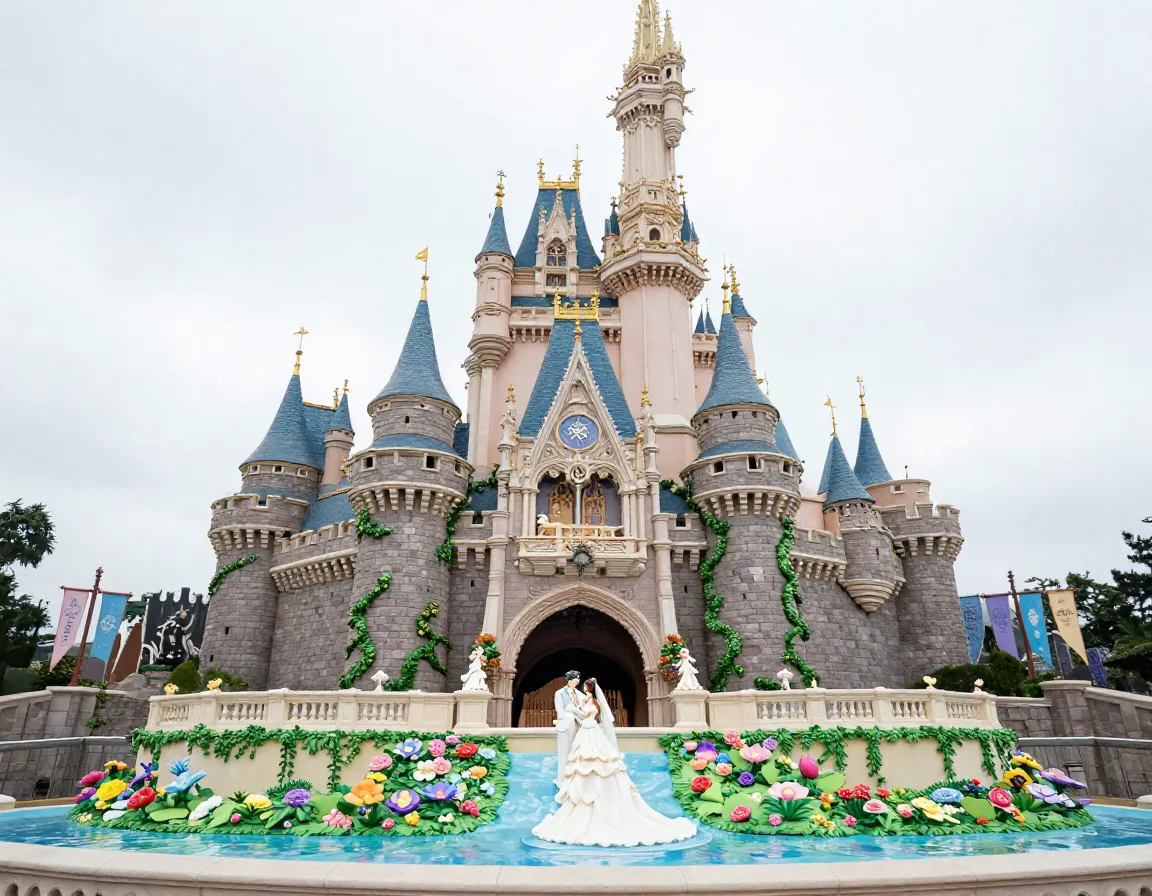 Fairy tale castle garden sugar towers climbing vines