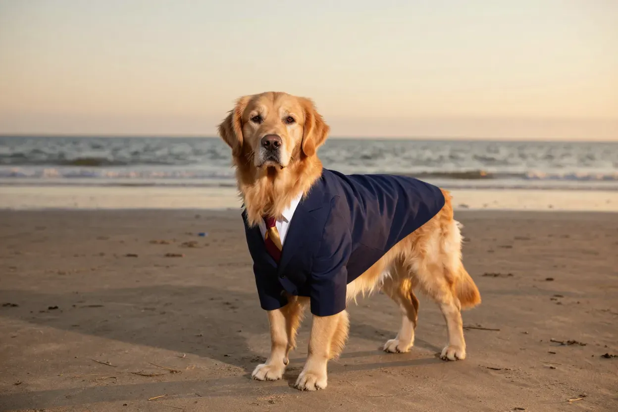 Sophisticated navy blue suit golden hour beach wedding
