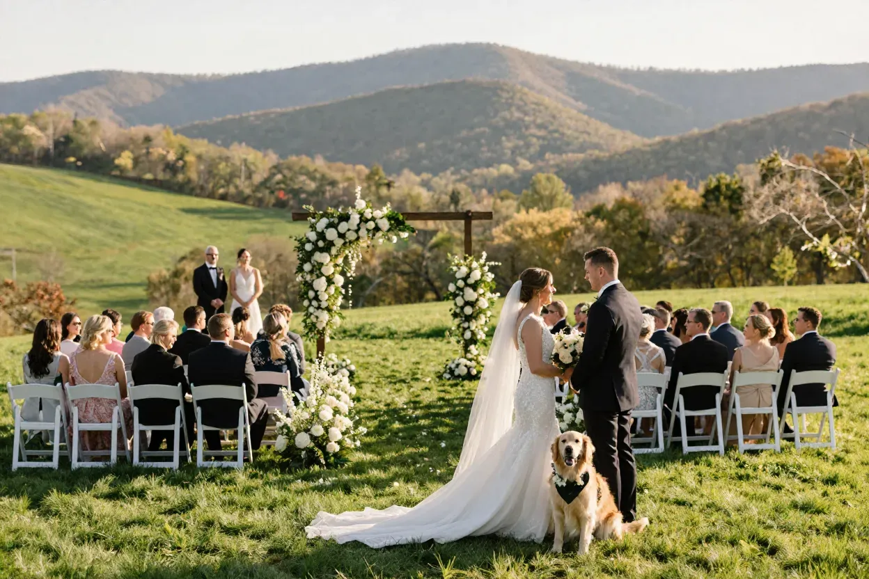 Blackberry farm tennessee smoky mountain dog wedding ceremony altar