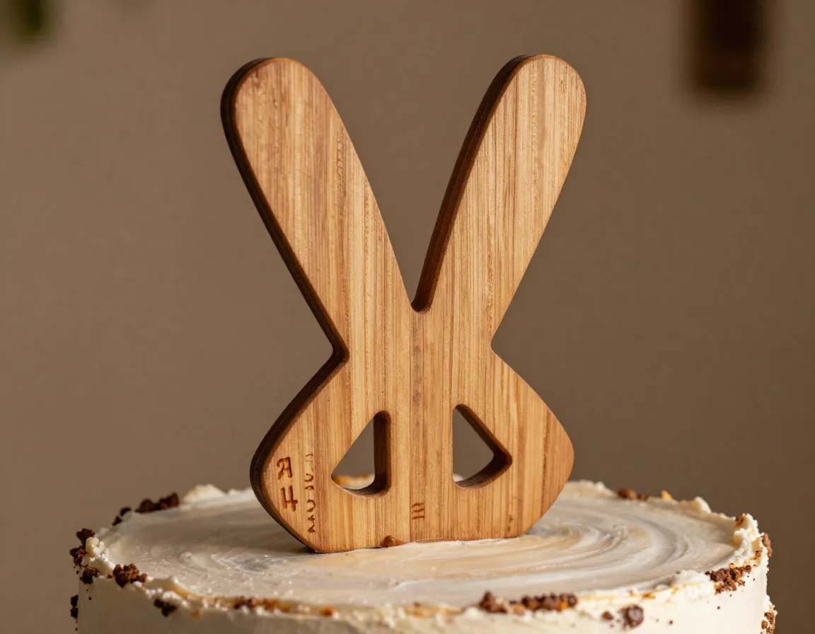 Hand carved wooden peace sign cake topper rustic style