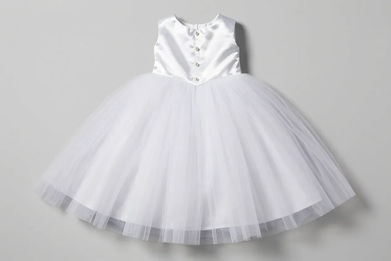 Classic white tulle ball gown dog wedding dress satin bodice pearl buttons