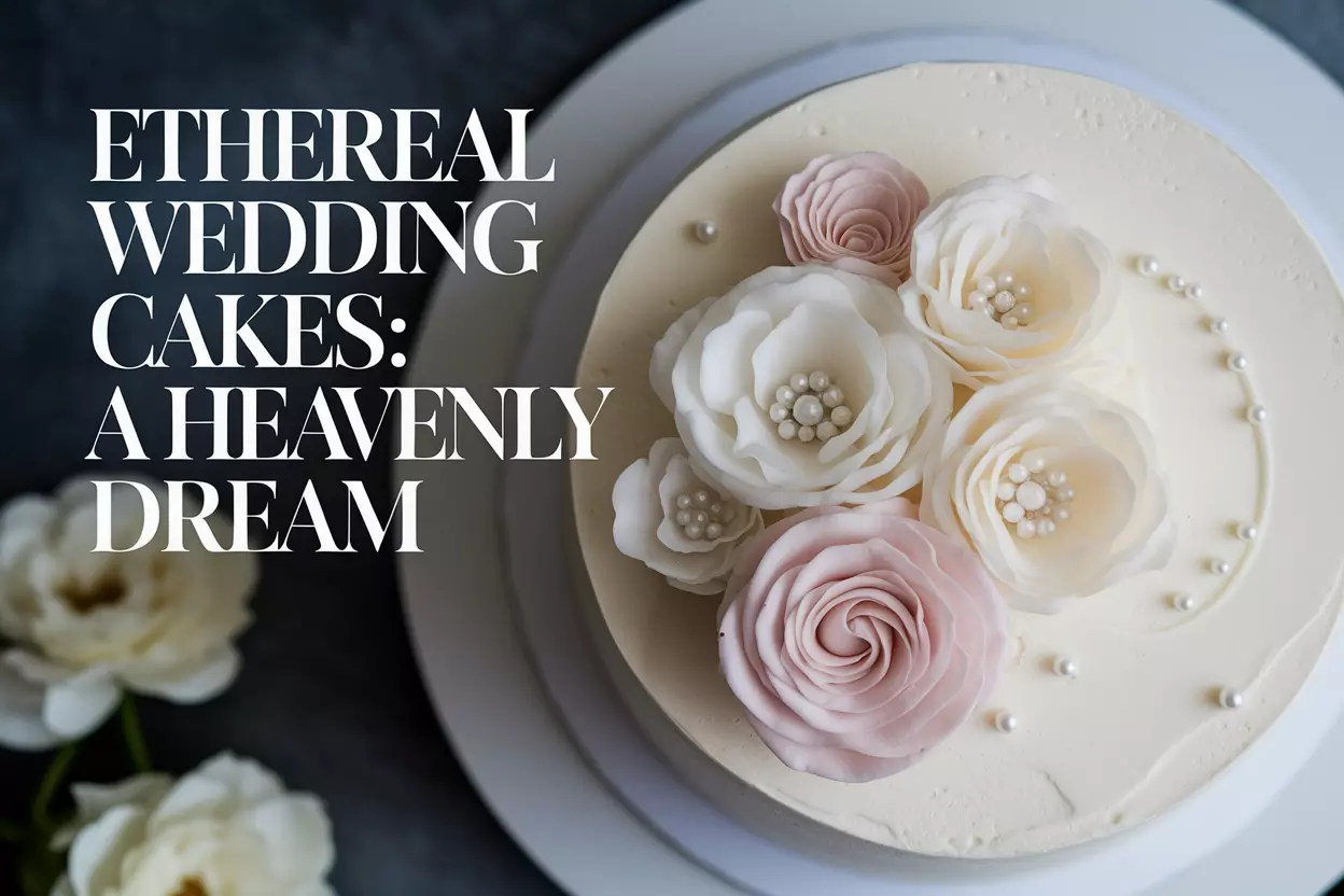 Close up delicate sugar flower fondant ruffle heavenly wedding cake studio