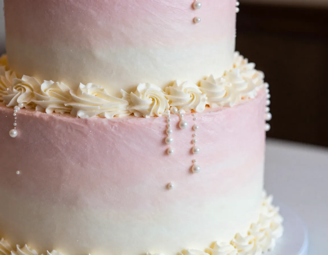 Cloud kissed ombre buttercream cake with sugar pearl gradient