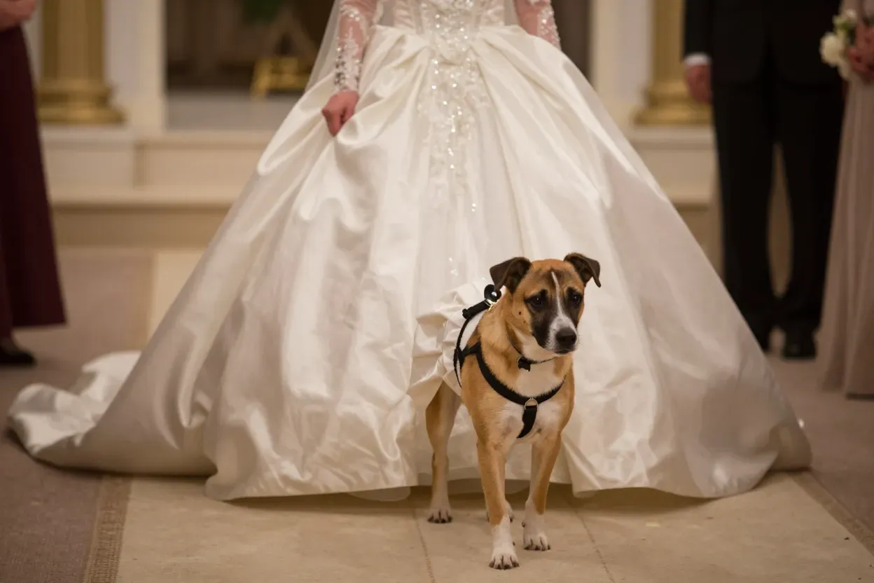 Princess ball gown train dog aisle ceremonial sequins