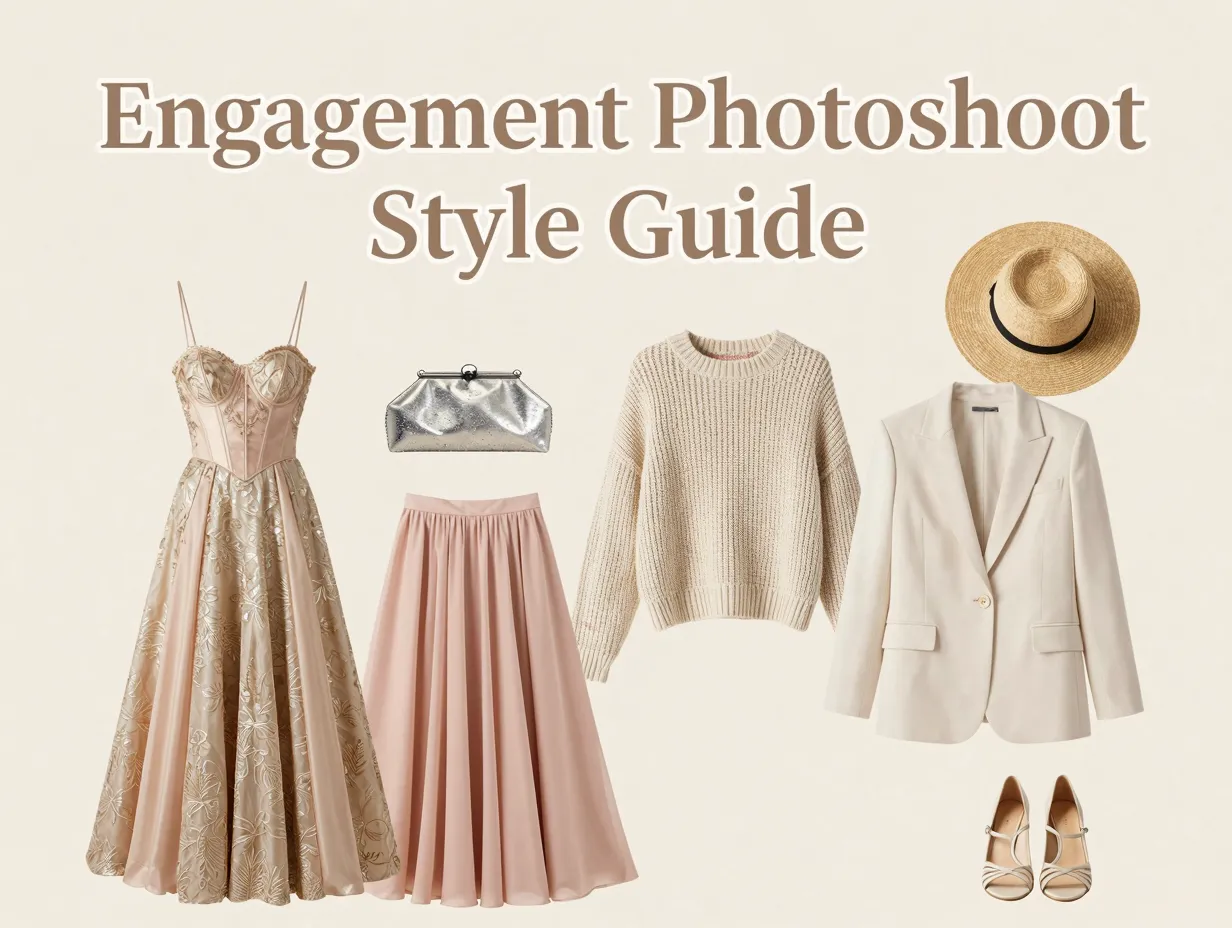 Corset gown lehenga knit blazer metallic clutch hat flat lay