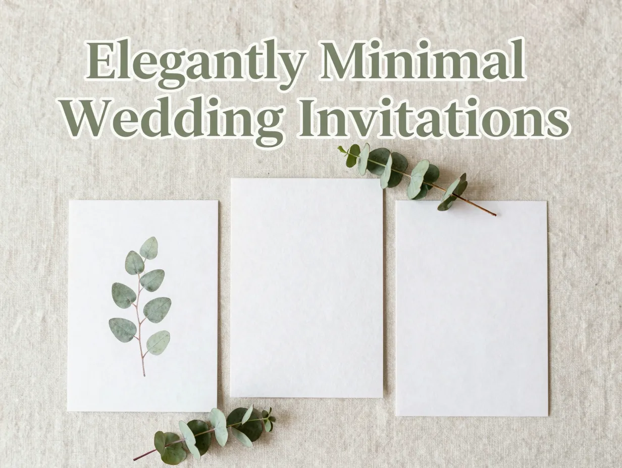 Flat lay minimal wedding invitations botanical letterpress typography neutral