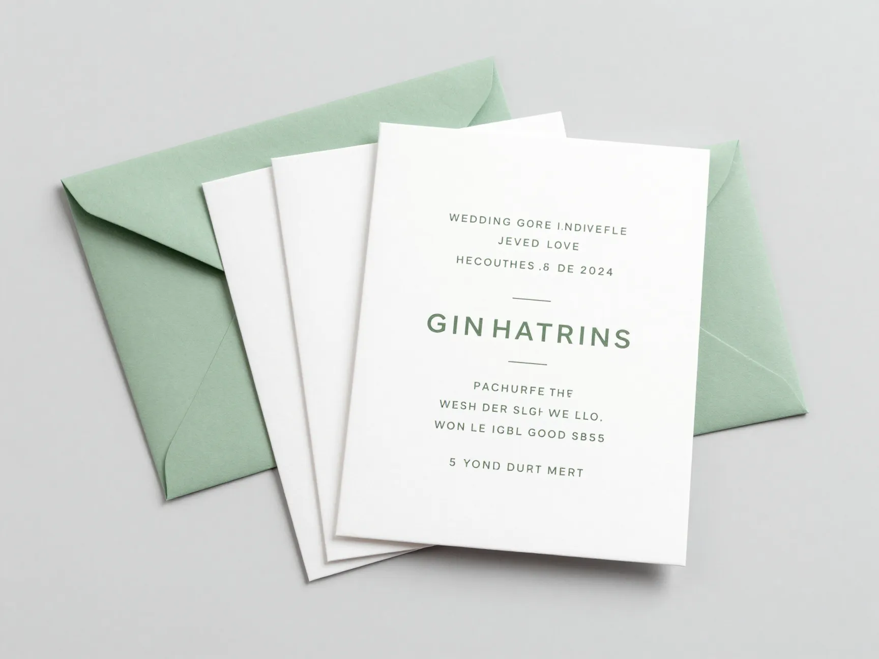Single color minimalist sage green wedding invitation suite