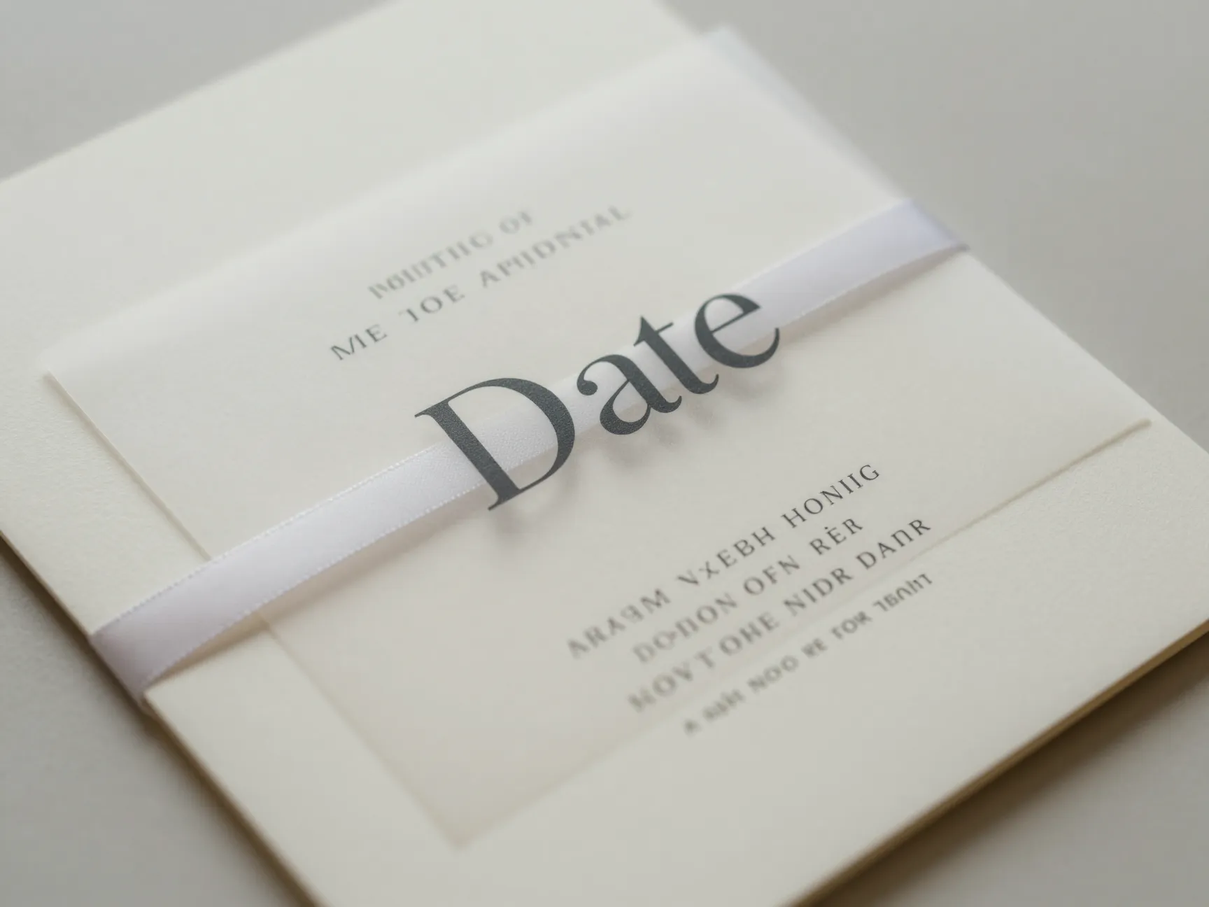 Dreamy vellum overlay wedding invitation with date