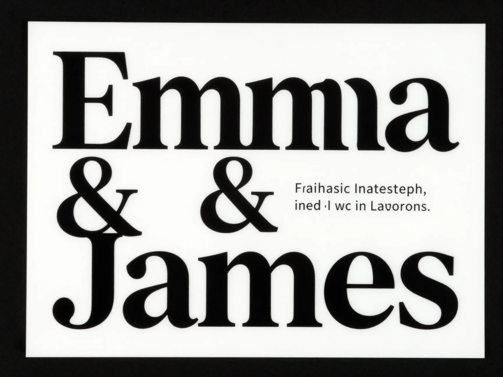 Bold typography first editorial style wedding invitation