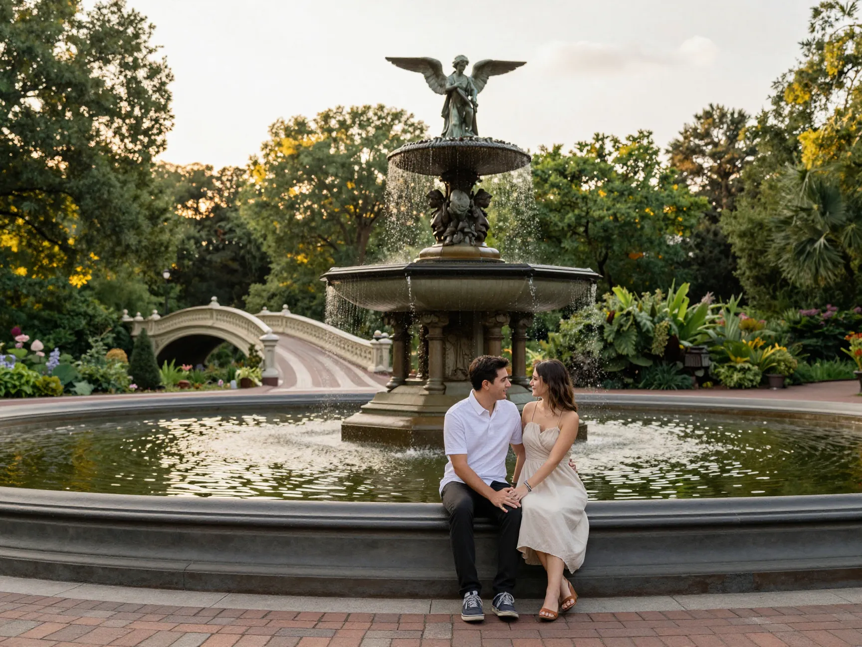 Central park timeless classic bethesda fountain bow bridge conservatory garden
