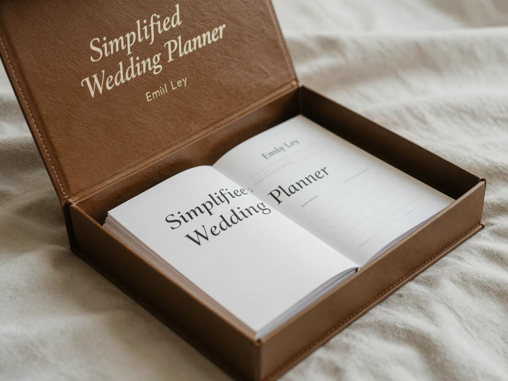 Emily ley simplified wedding planner in vegan leather box with quote