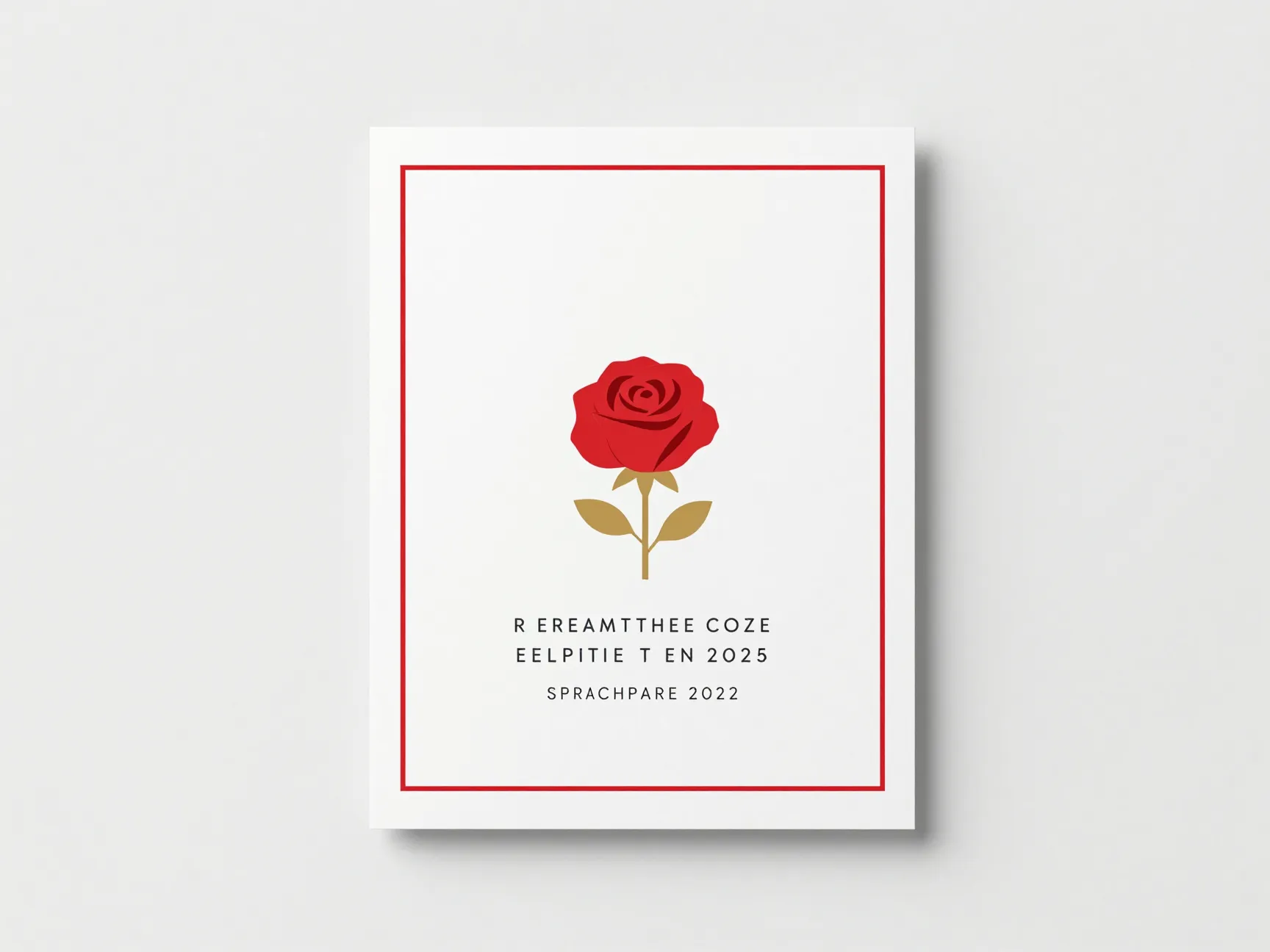 Modern minimalist spanish invitation white blush red rose clean