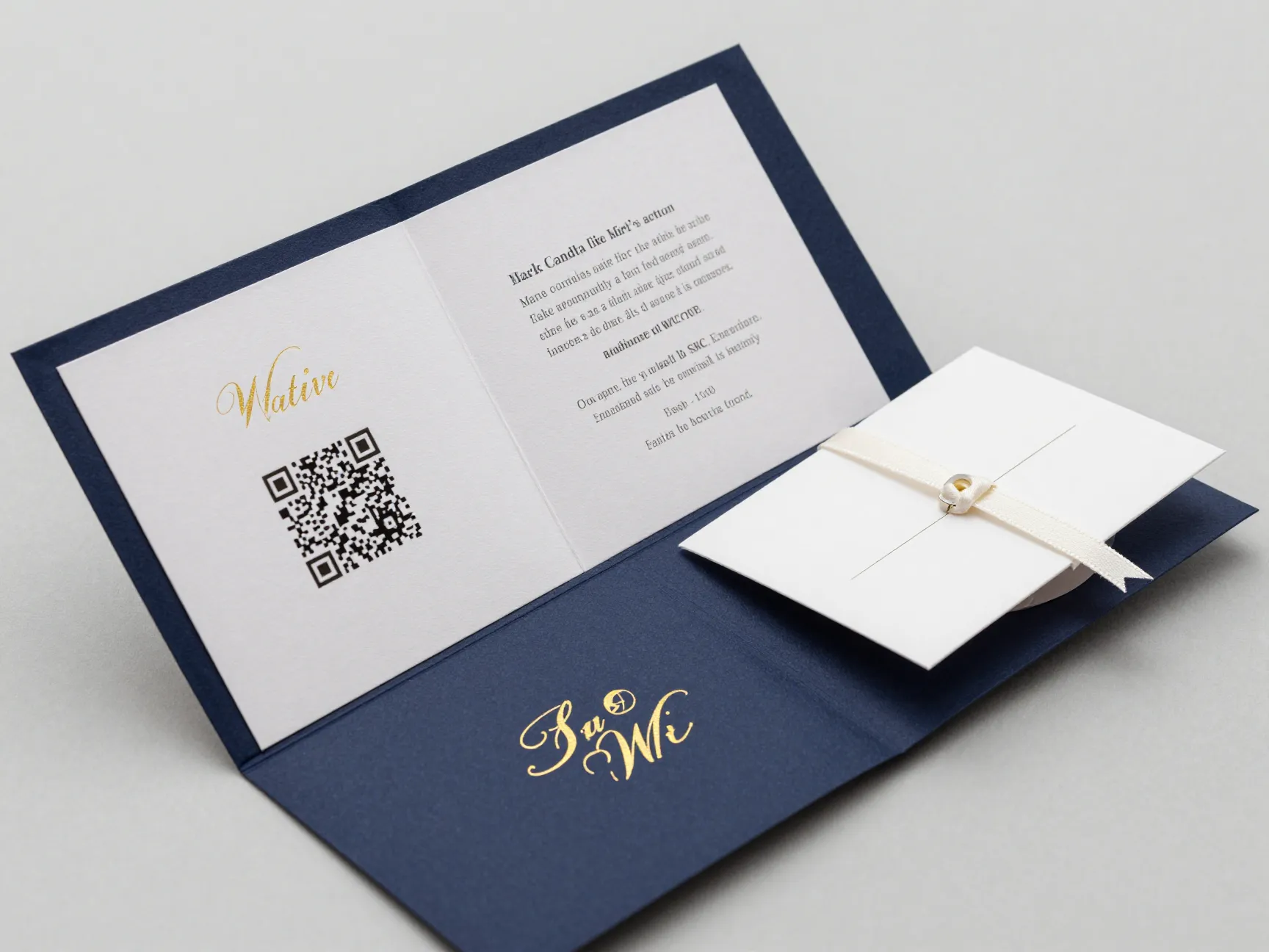 Interactive wedding invitation with an accordion fold and pull tab