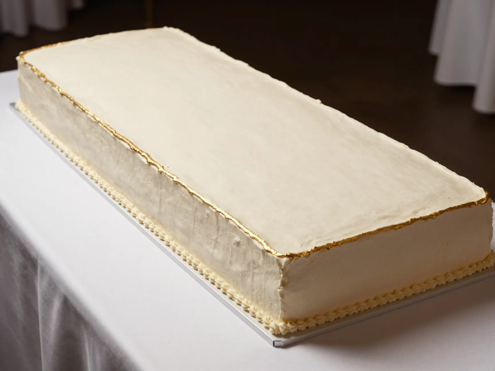 Wide italian wedding cake as a single low tier