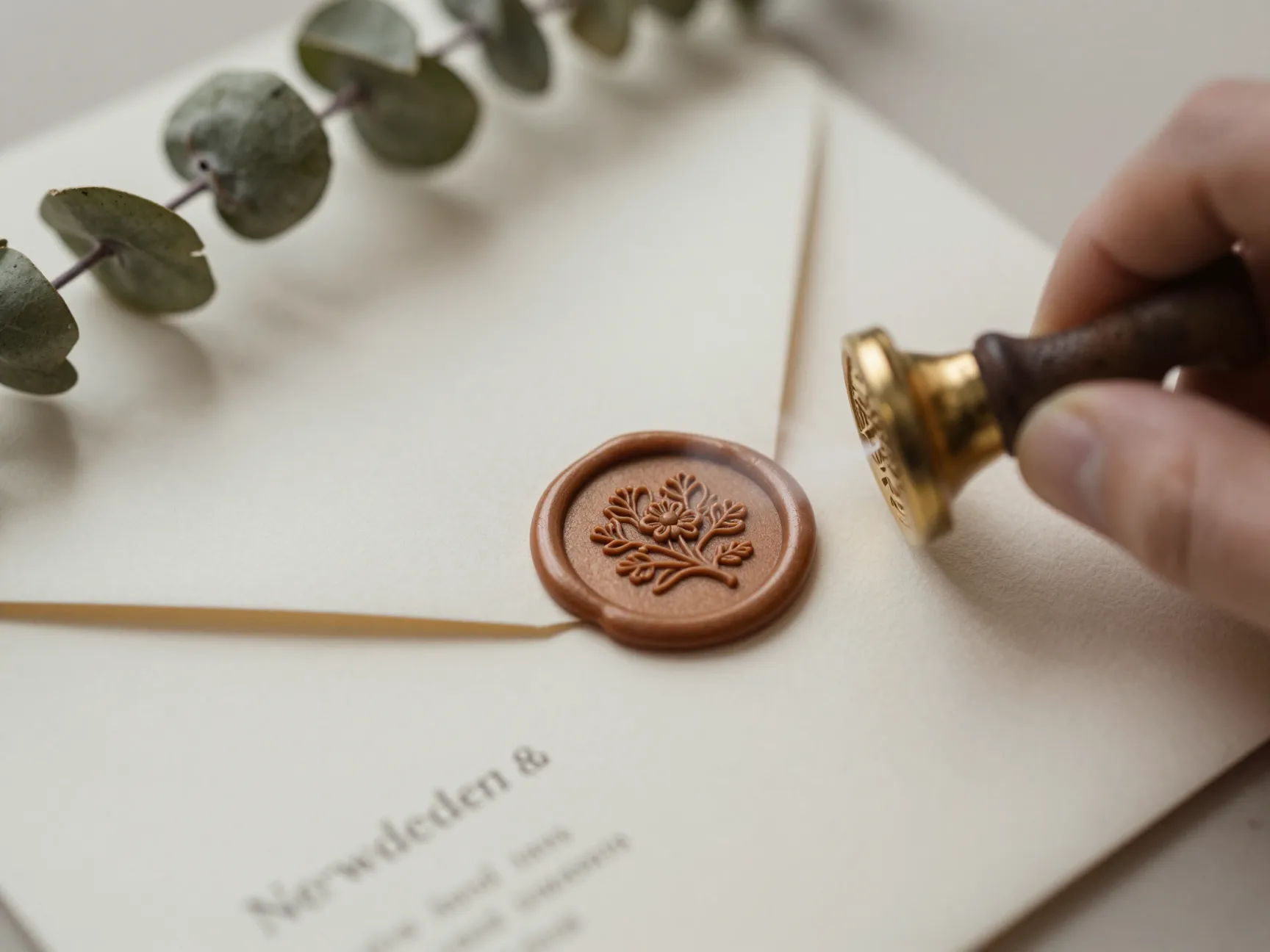 Fragrance infused wedding invitation with a scented wax seal