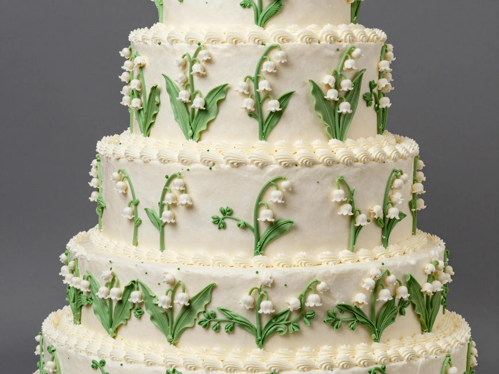 Botanical lambeth piping cake with lily of the valley
