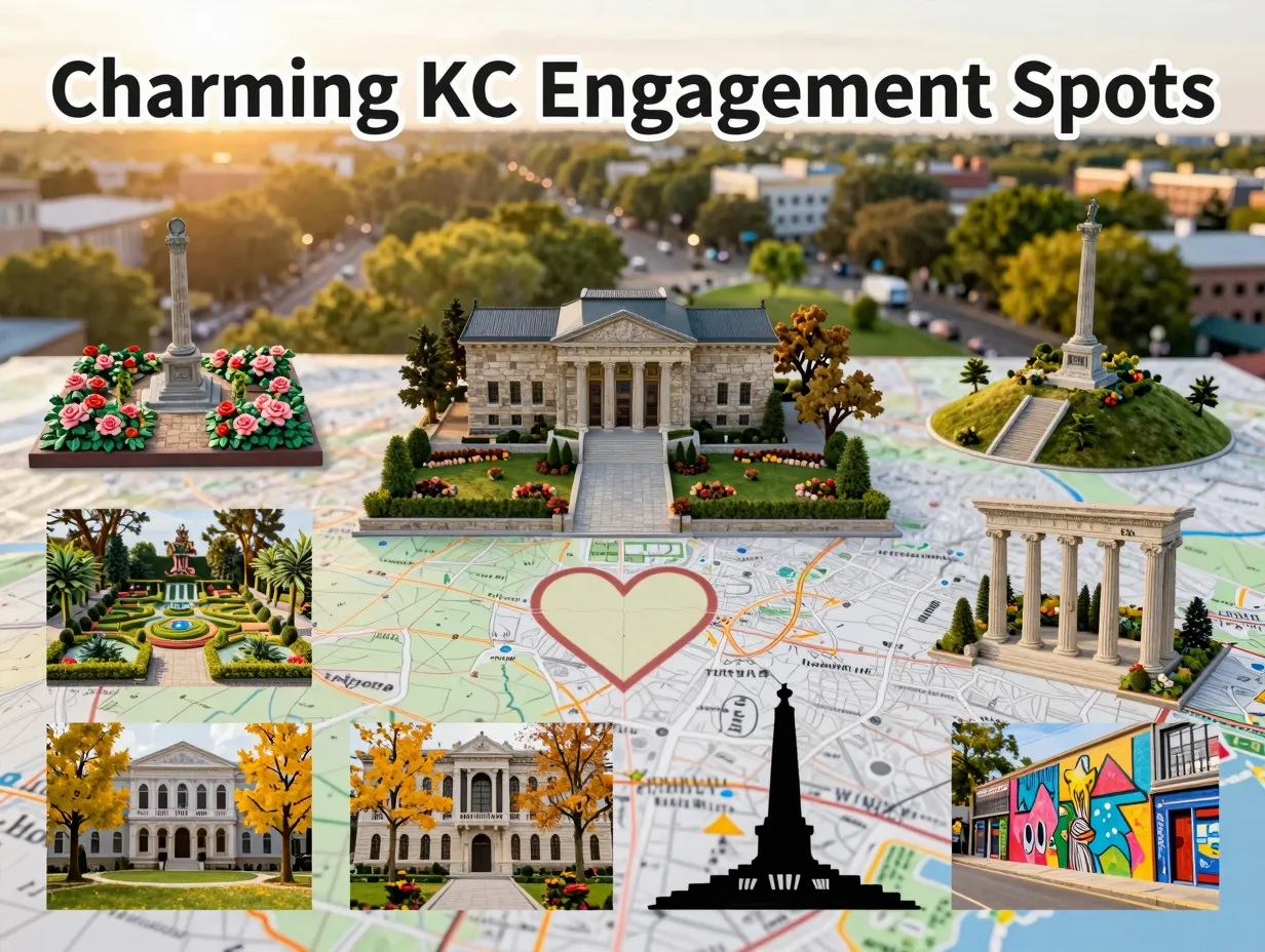 Miniature diorama aerial map kansas city eight engagement photo locations