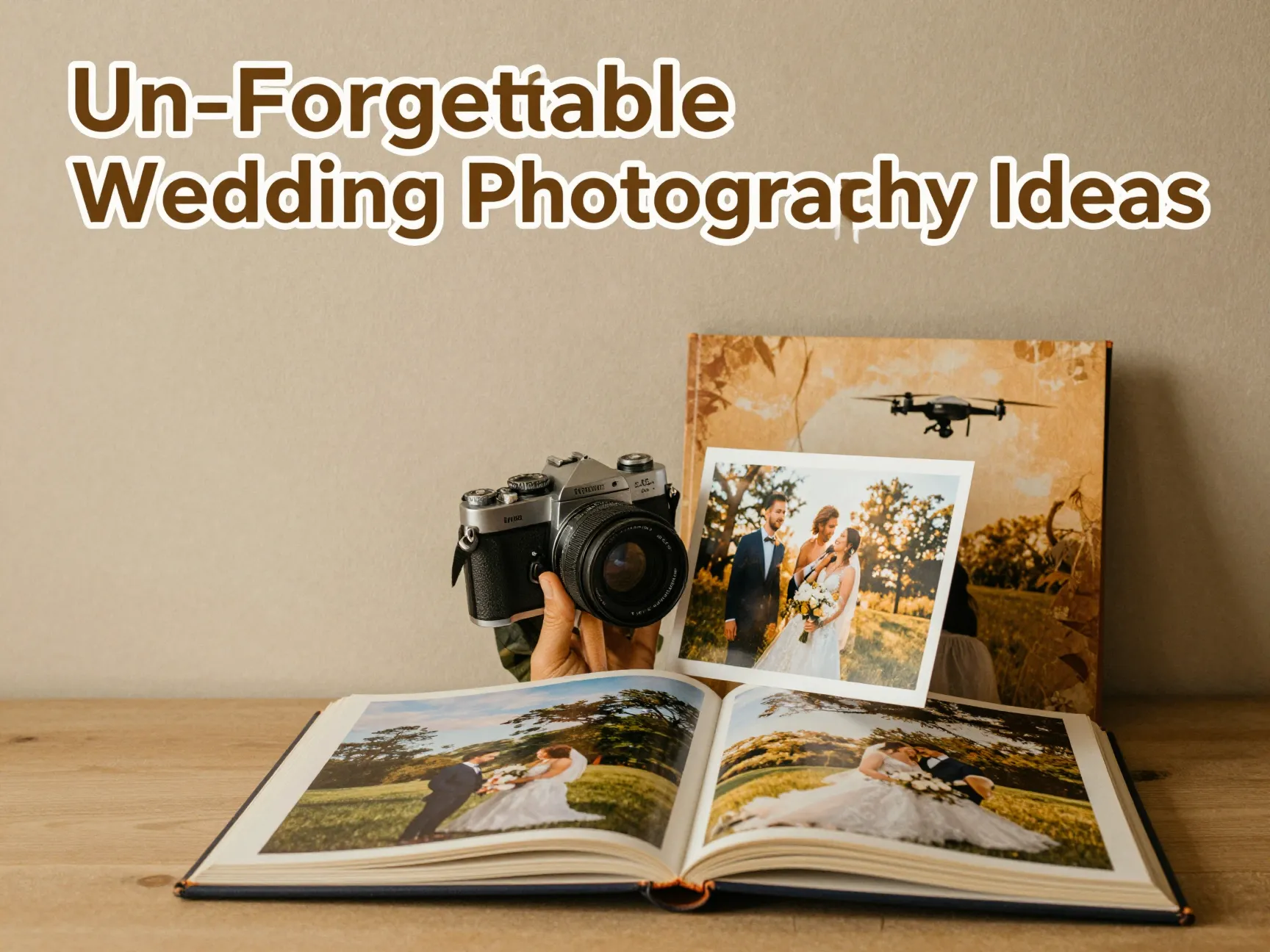 Vibrant wedding album drone camera backdrop blur studio