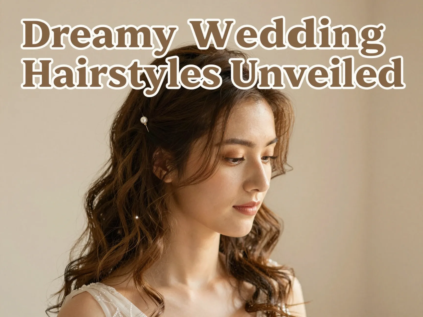 Bride textured waves pearl pin soft tendrils golden hour light