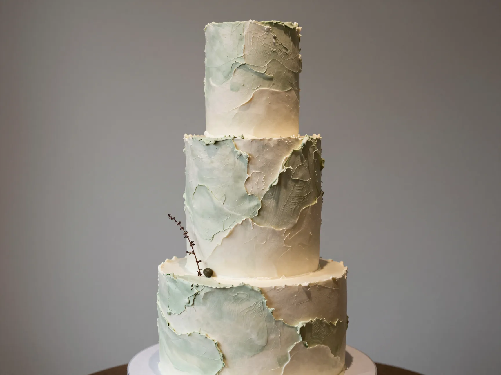 Sculptural asymmetrical wedding cake curved tiers organic shape