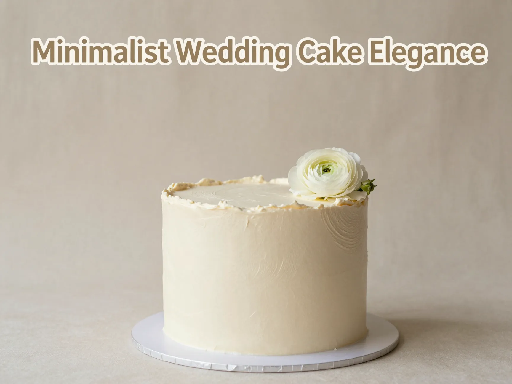 Rectangular minimalist wedding cake matte ivory pressed flower flat lay