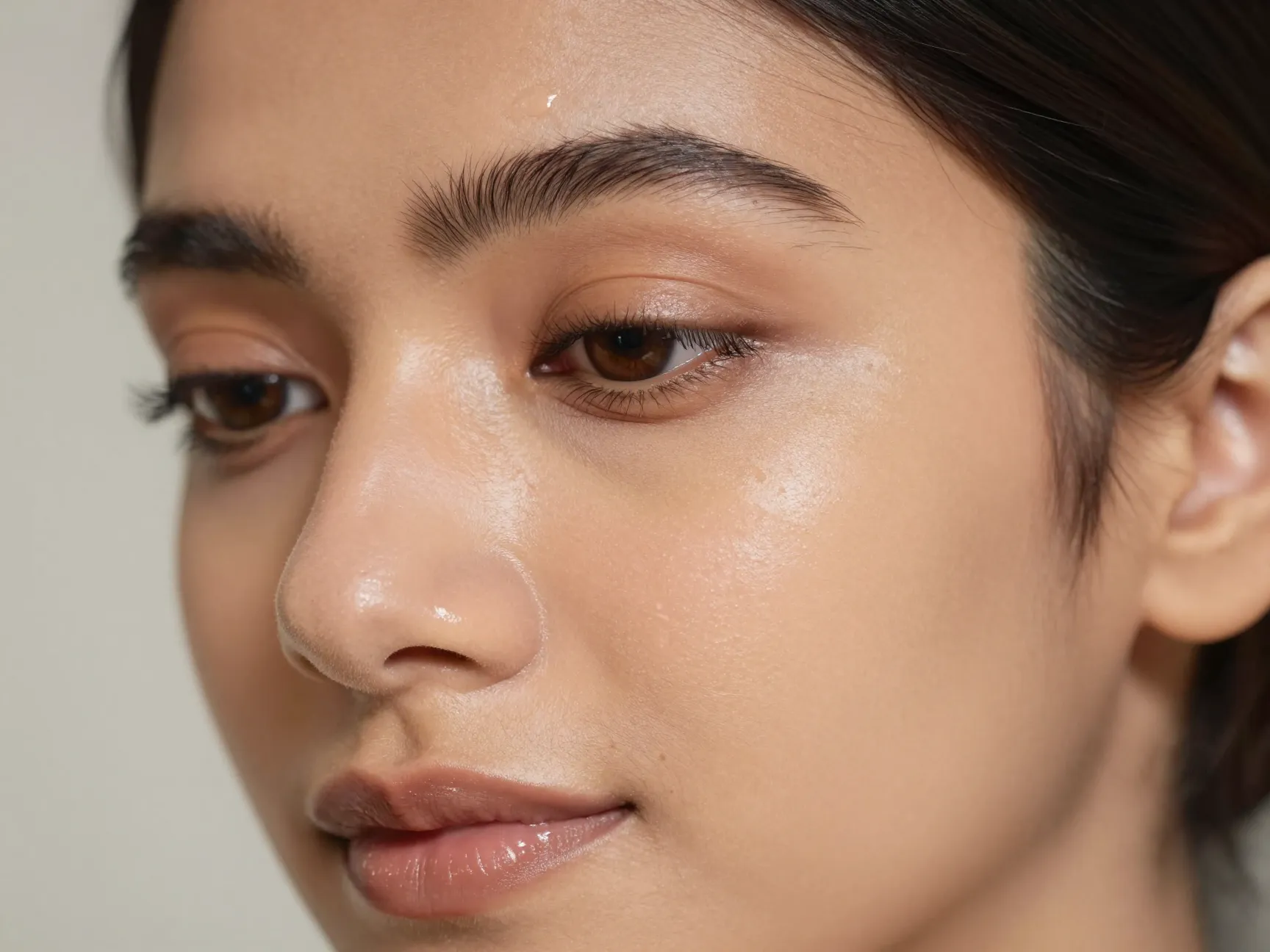 Radiant glowing skin base with dewy foundation and hydrating primer