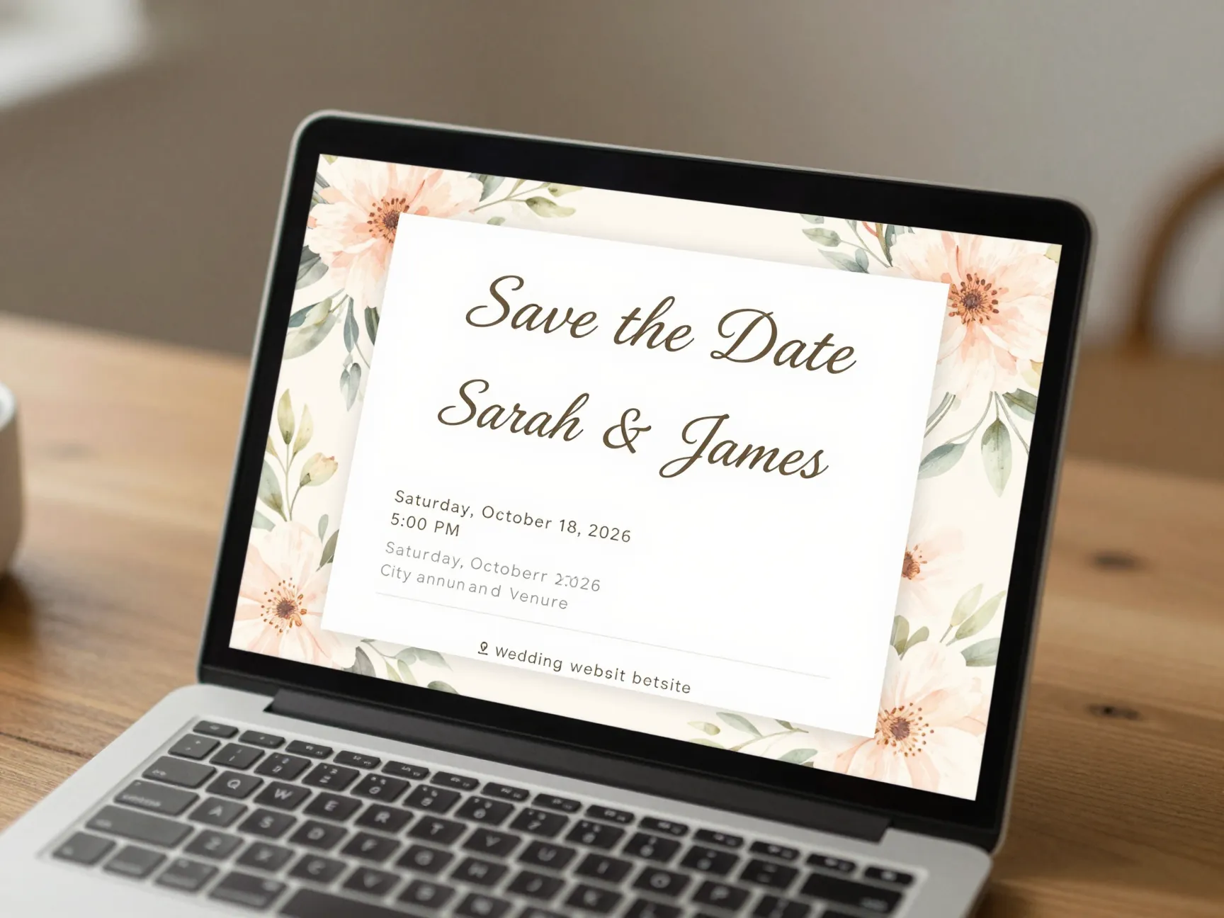 Classic wedding save the date email elegant romantic floral design