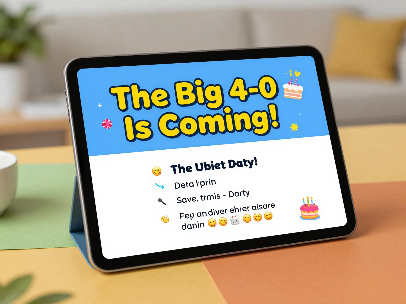 Casual birthday party save the date email bright colors playful emojis