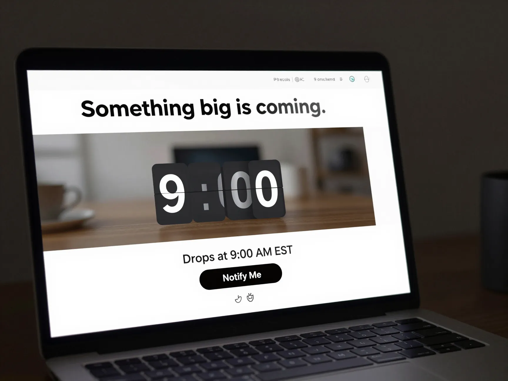 Product launch announcement email teaser image countdown timer