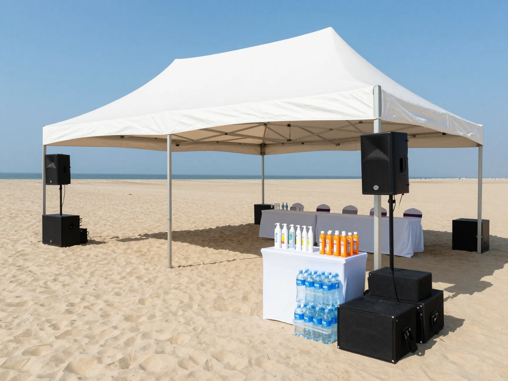 Beach wedding weather backup tent and logistics setup