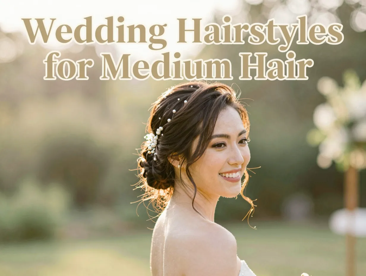 Bride over shoulder textured low bun pearl pins garden wedding golden hour