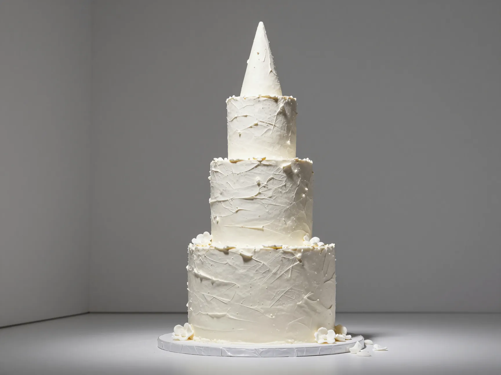 Architectural cone shaped cake with textured buttercream strokes