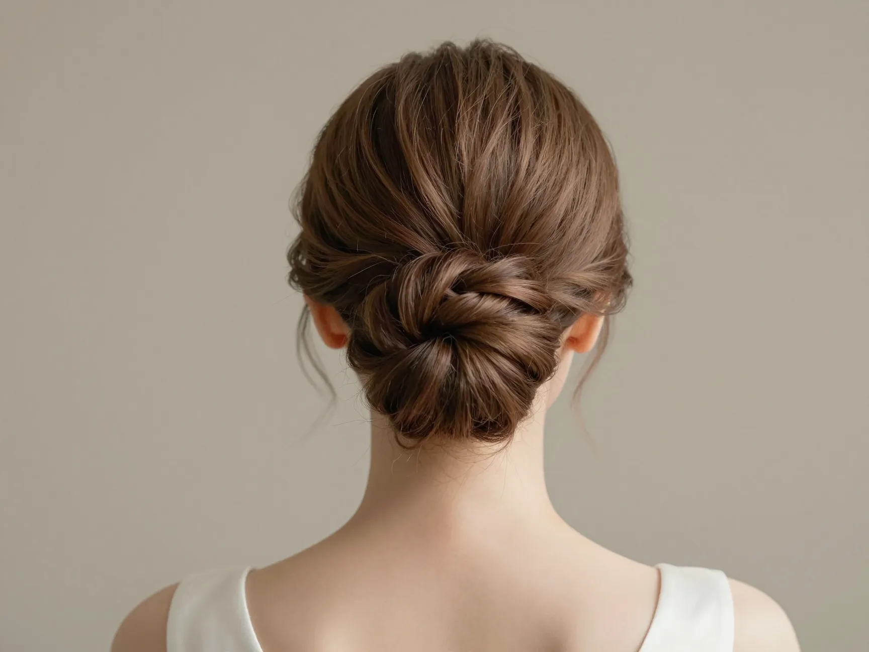 Bride with softly textured classic bun hair donut