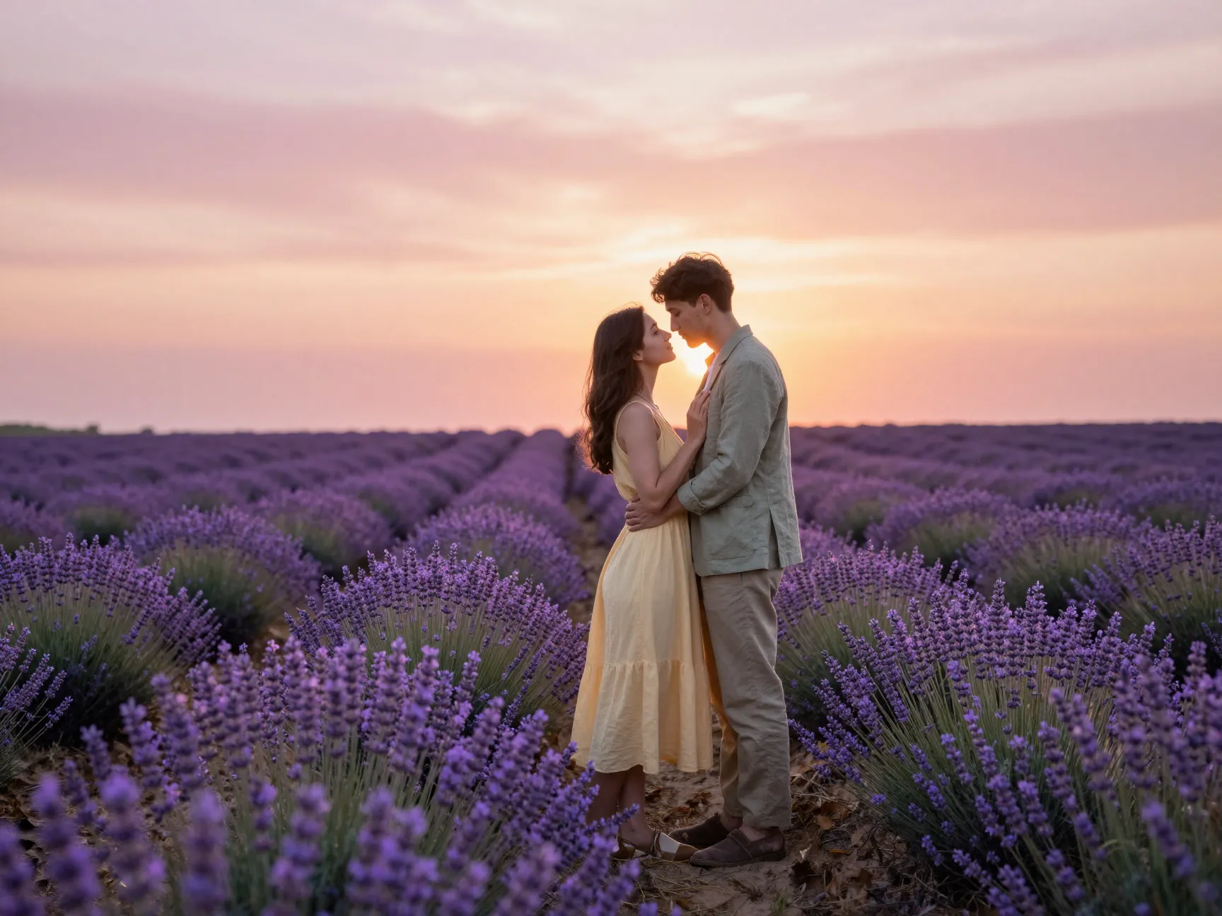 Blooming flower fields romantic dreamy editorial style photoshoot