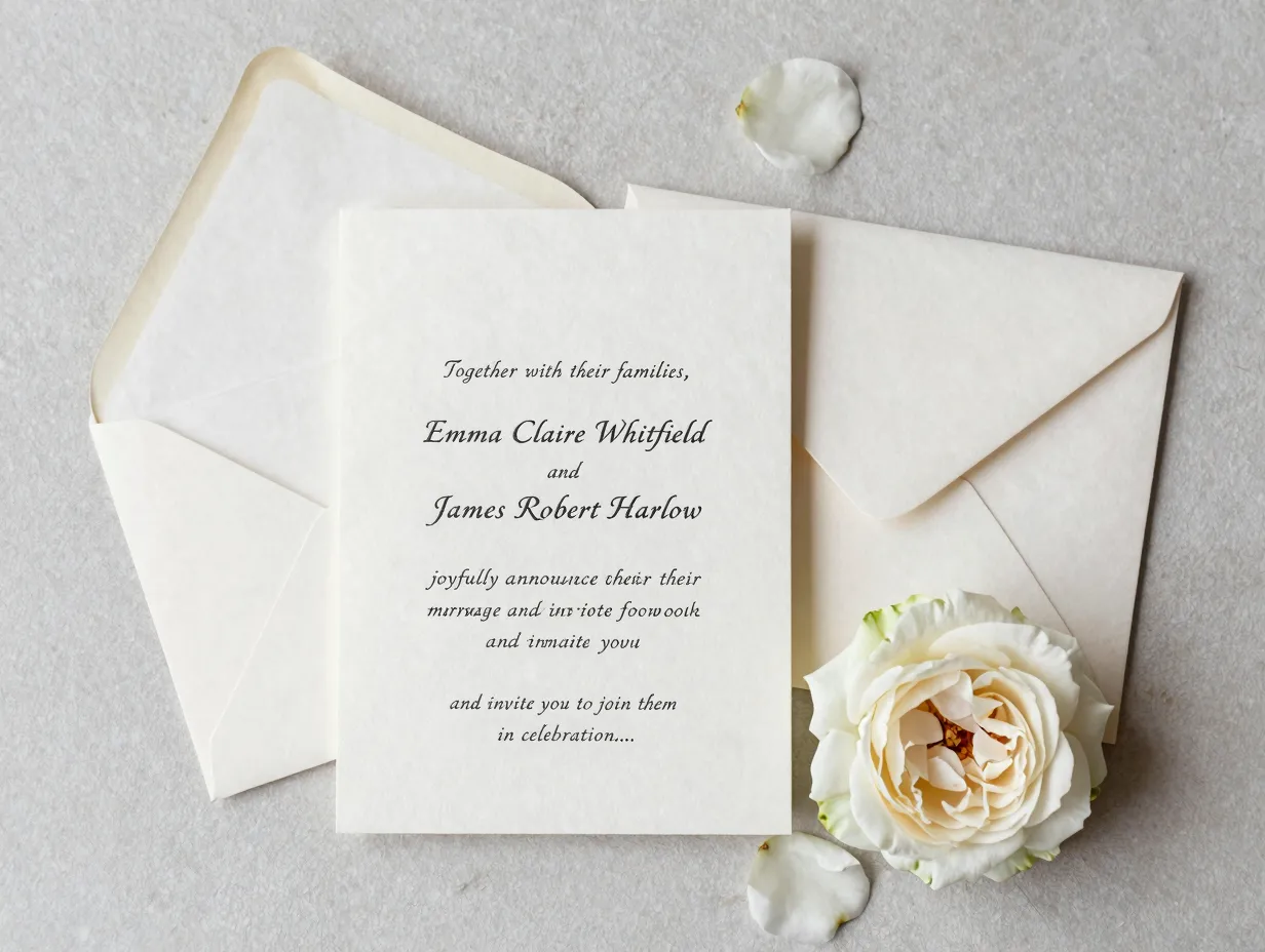 Classic elopement announcement formal wedding reception invitation