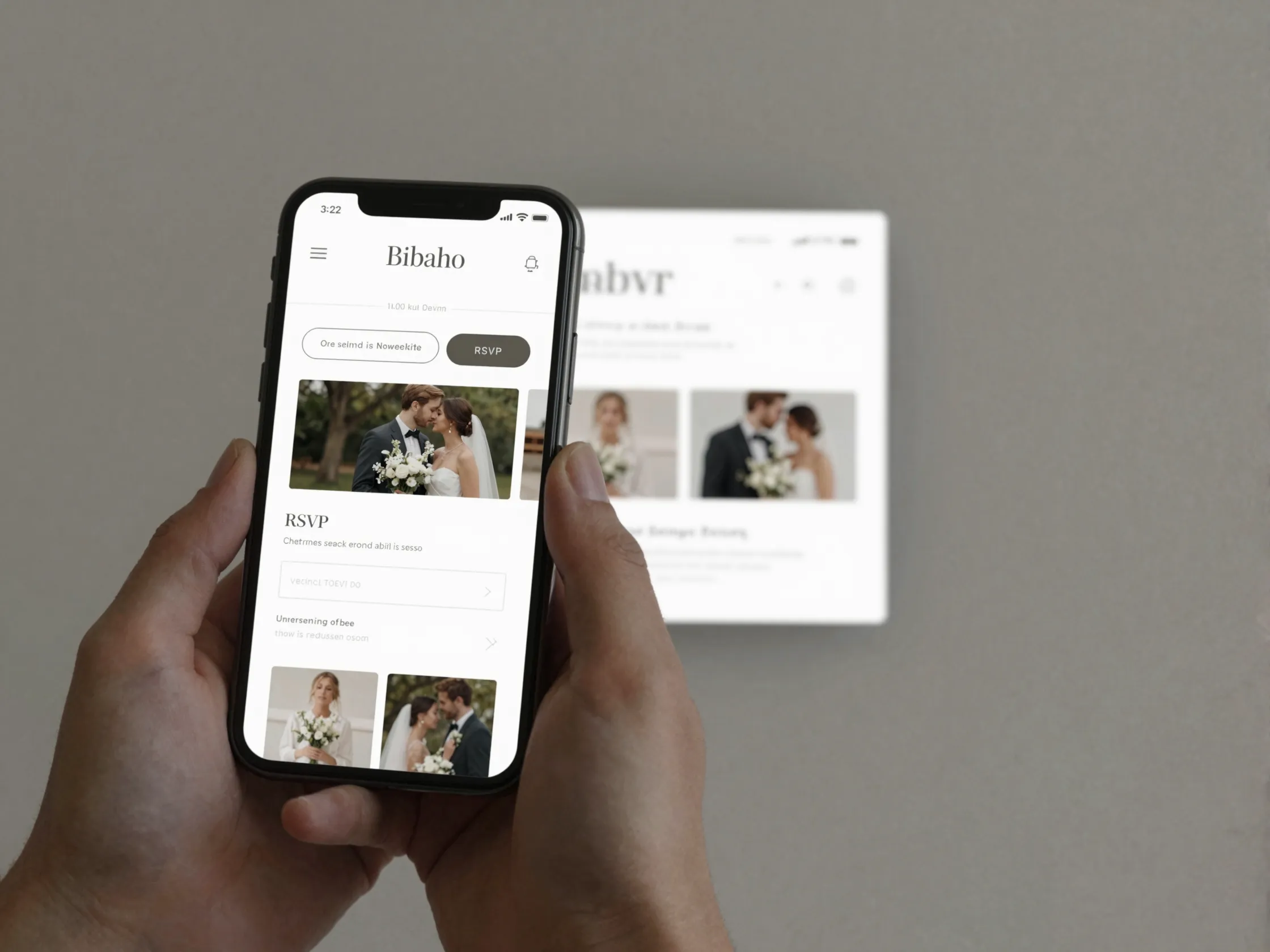 Minimalist html5 wedding template displaying clean typography on mobile phone