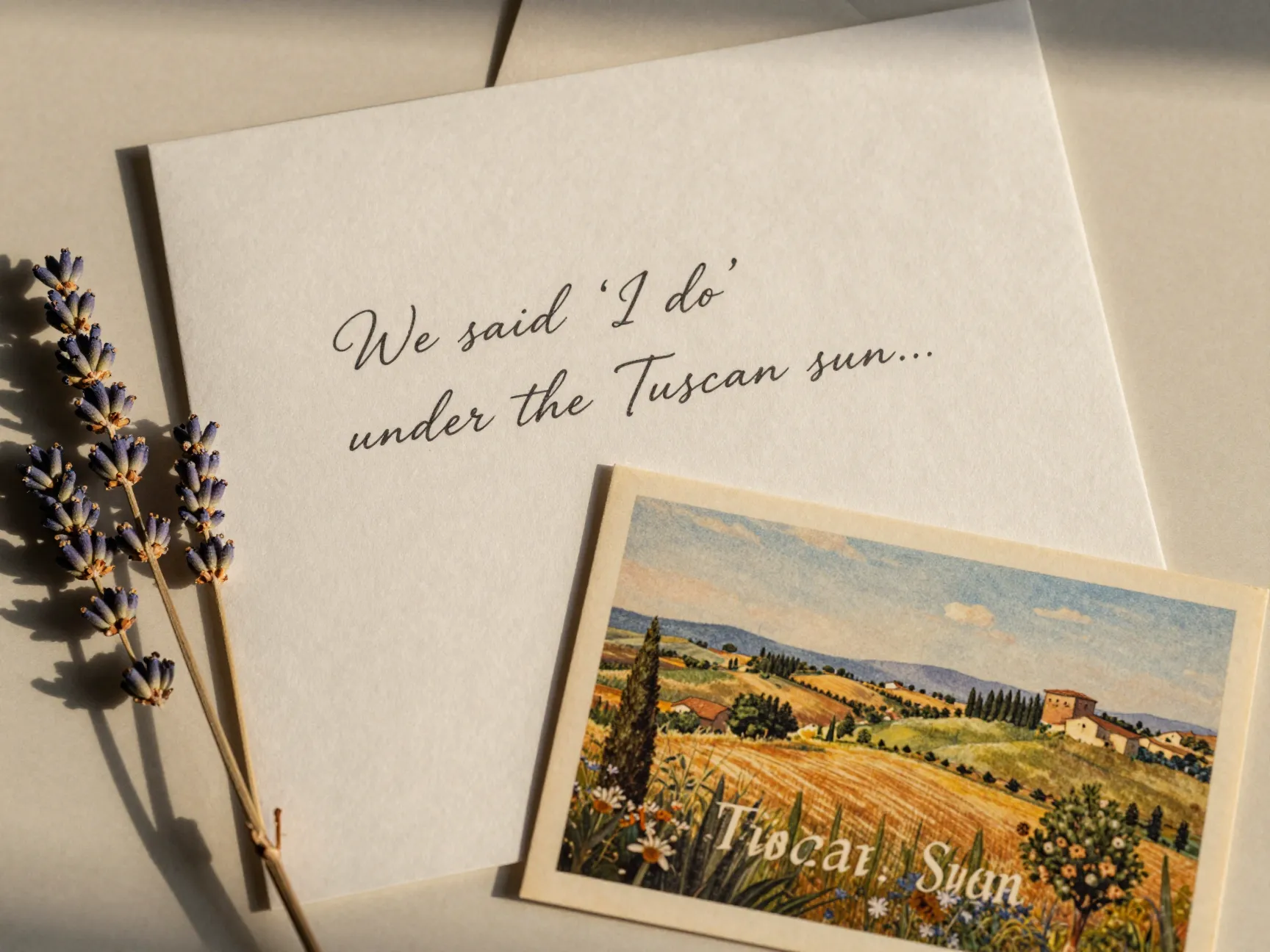 Intimate destination party tuscan sun local celebration invitation