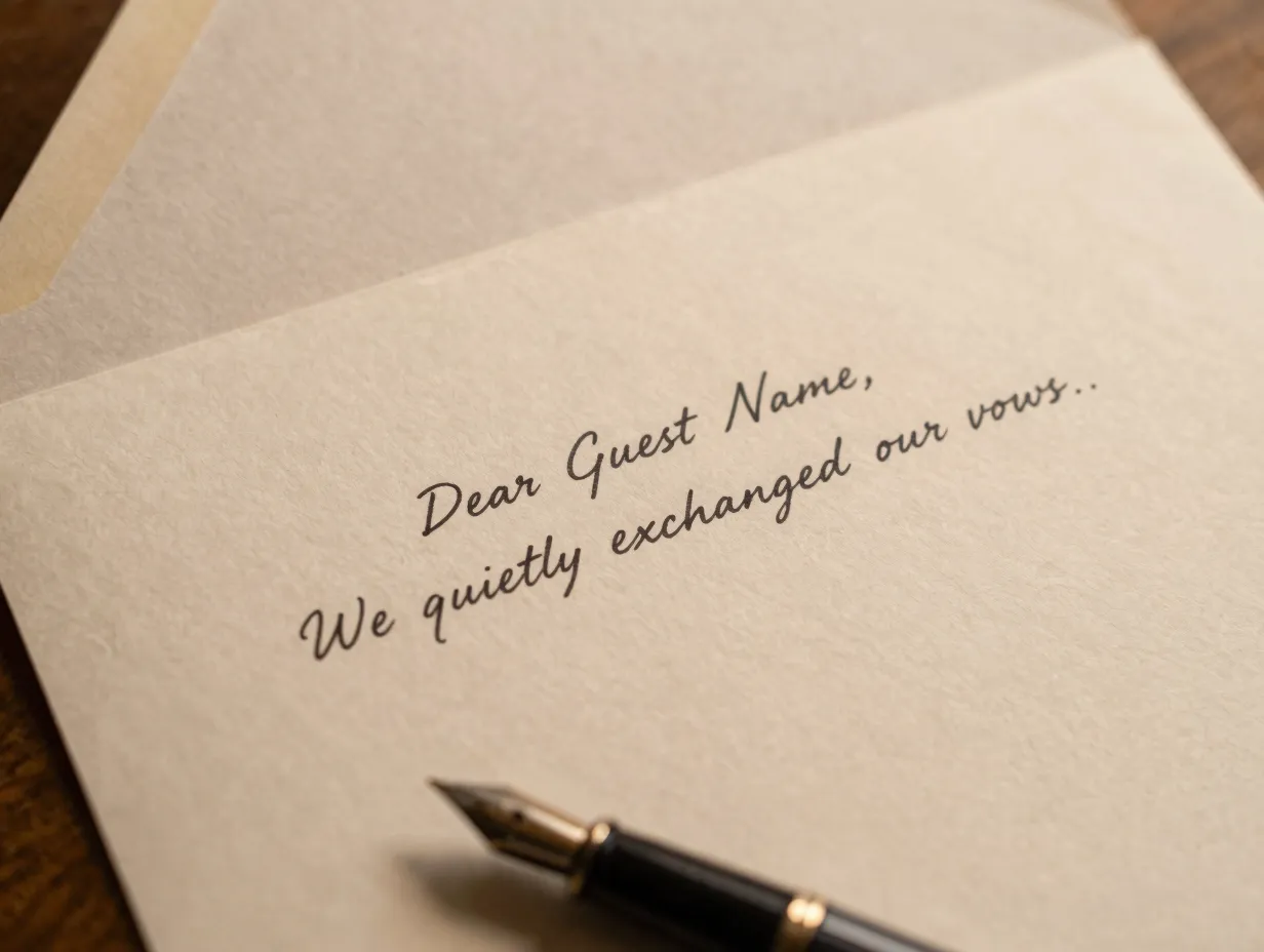 Heartfelt personal note handwritten style wedding invitation