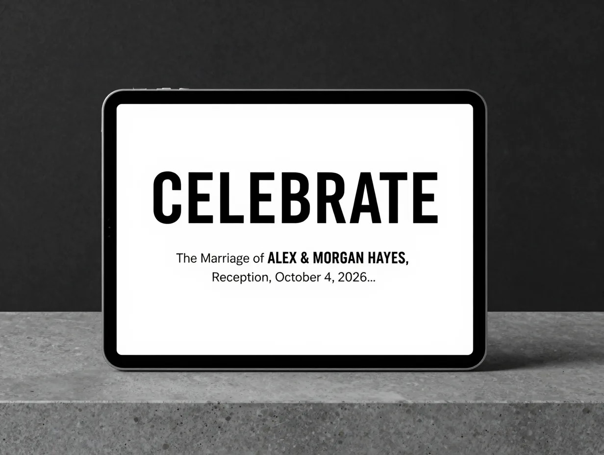 Modern minimalist bold typography celebrate reception invite